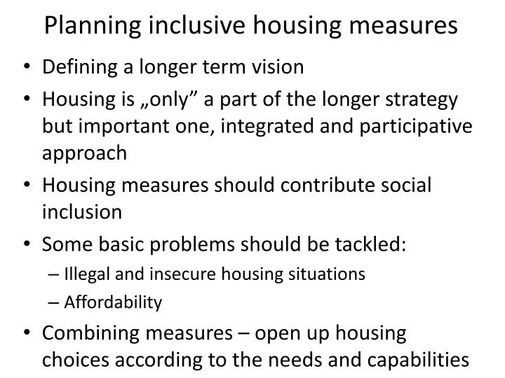 planning inclusive housing measures