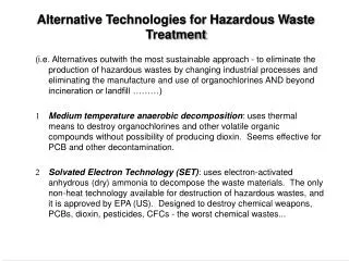 Alternative Technologies for Hazardous Waste Treatment