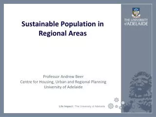 Sustainable Population in Regional Areas