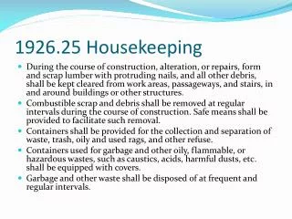 1926.25 Housekeeping