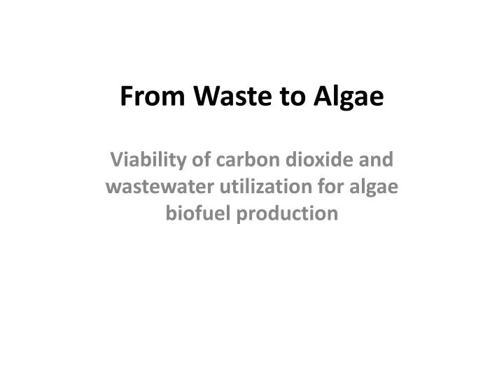 from waste to algae