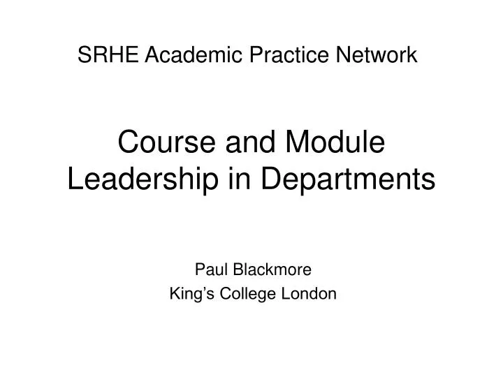 course and module leadership in departments