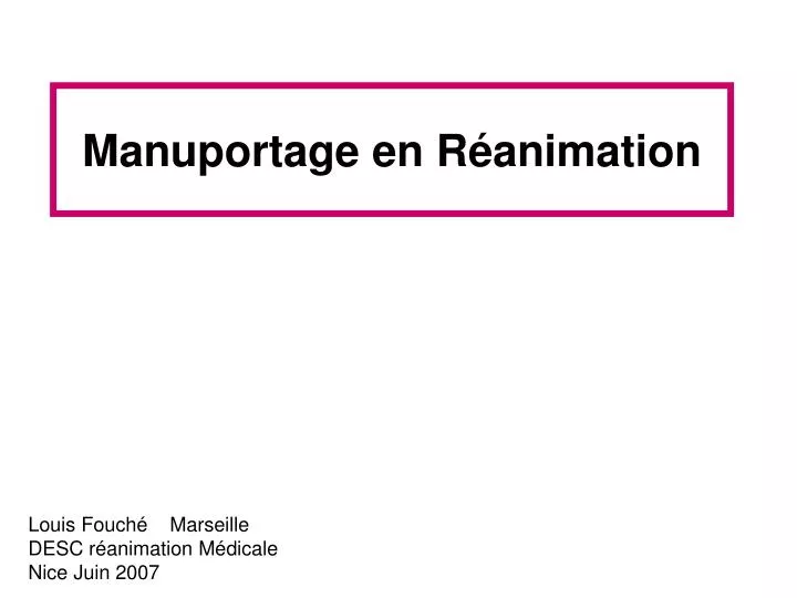 manuportage en r animation