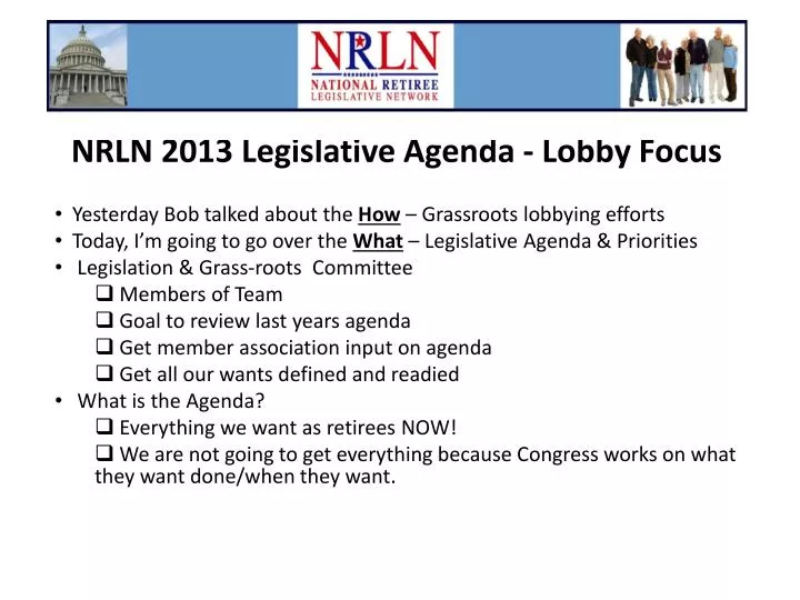 nrln 2013 legislative agenda lobby focus