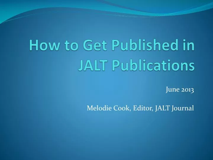 how to get published in jalt publications
