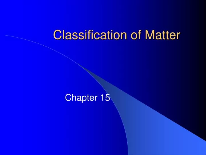 classification of matter