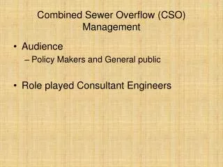 Combined Sewer Overflow (CSO) Management