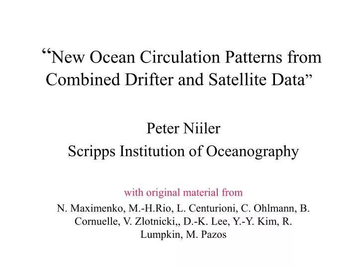 new ocean circulation patterns from combined drifter and satellite data