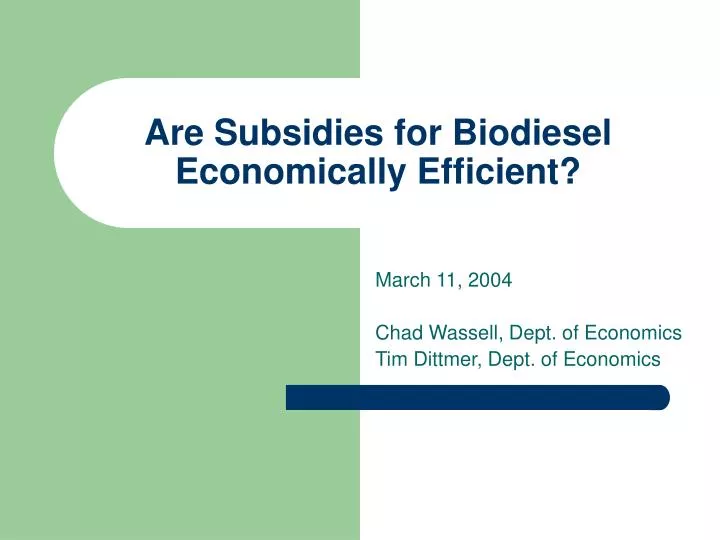 are subsidies for biodiesel economically efficient