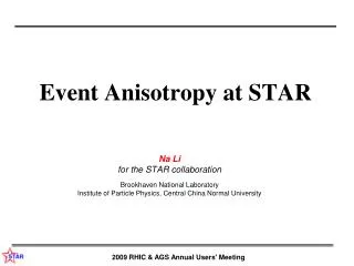 Event Anisotropy at STAR