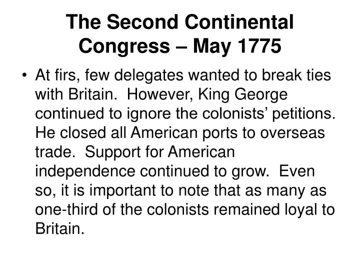 the second continental congress may 1775
