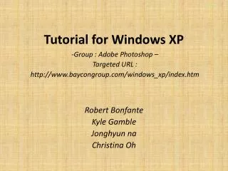 Tutorial for Windows XP