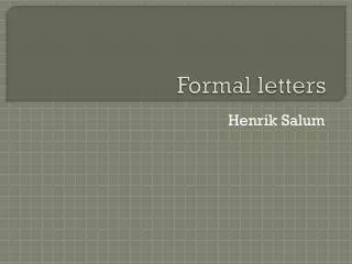 Formal letters