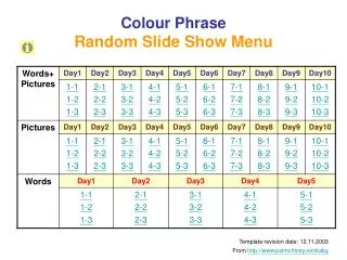 Colour Phrase Random Slide Show Menu