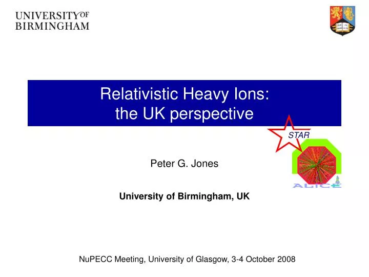 relativistic heavy ions the uk perspective