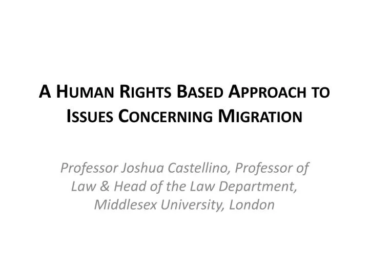 a human rights based approach to issues concerning migration
