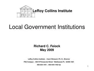 Local Government Institutions Richard C. Feiock May 2009
