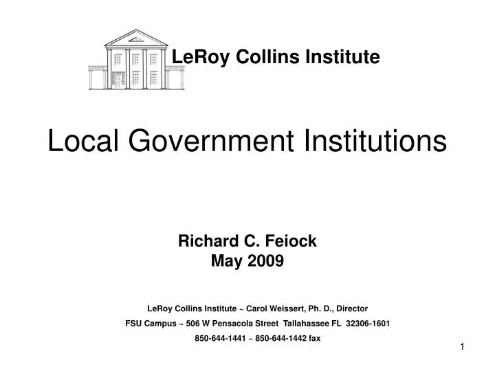 local government institutions richard c feiock may 2009