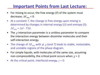 Important Points from Last Lecture: