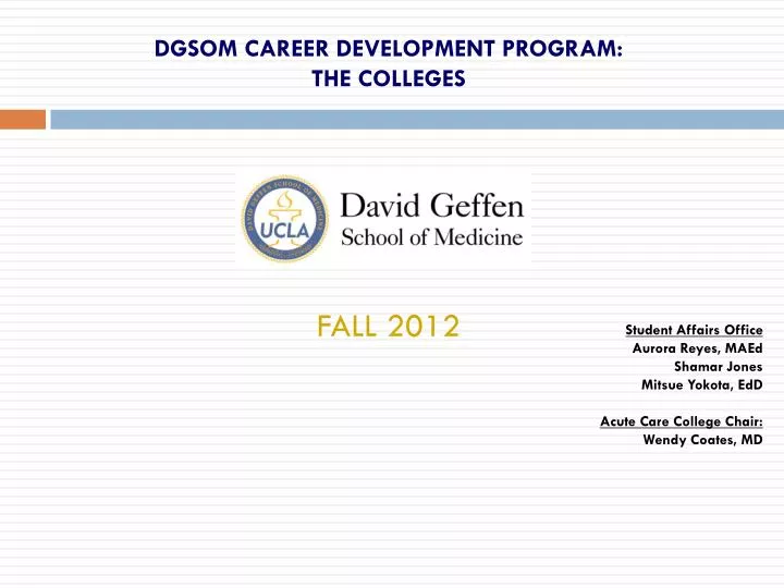 dgsom career development program the colleges