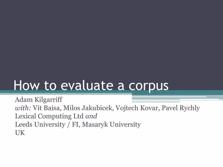 how to evaluate a corpus