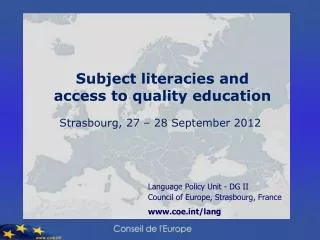 Language Policy Unit - DG II Council of Europe, Strasbourg, France www.coe.int/lang