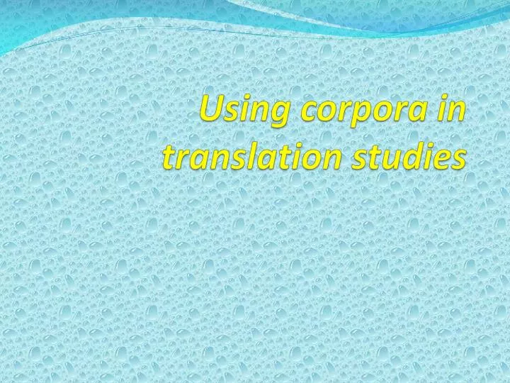 using corpora in translation studies