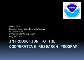 Introduction to the Cooperative Research program