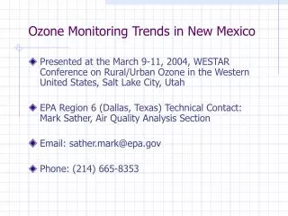 Ozone Monitoring Trends in New Mexico