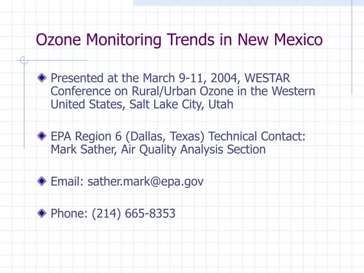 ozone monitoring trends in new mexico