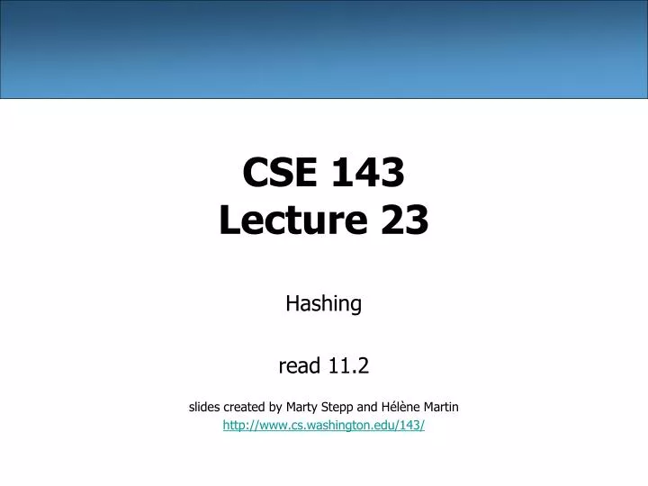 cse 143 lecture 23