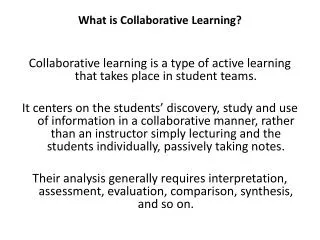 What is Collaborative Learning?