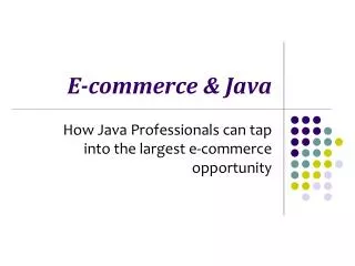 E-commerce &amp; Java