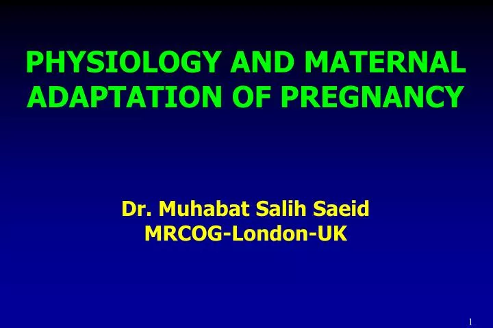 physiology and maternal adaptation of pregnancy