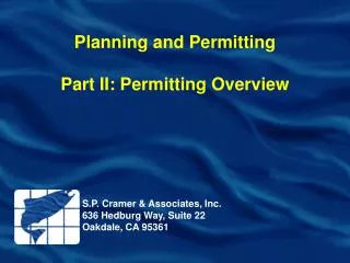 Planning and Permitting Part II: Permitting Overview