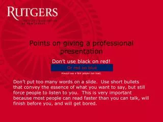 Points on giving a professional presentation