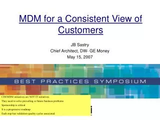 MDM for a Consistent View of Customers