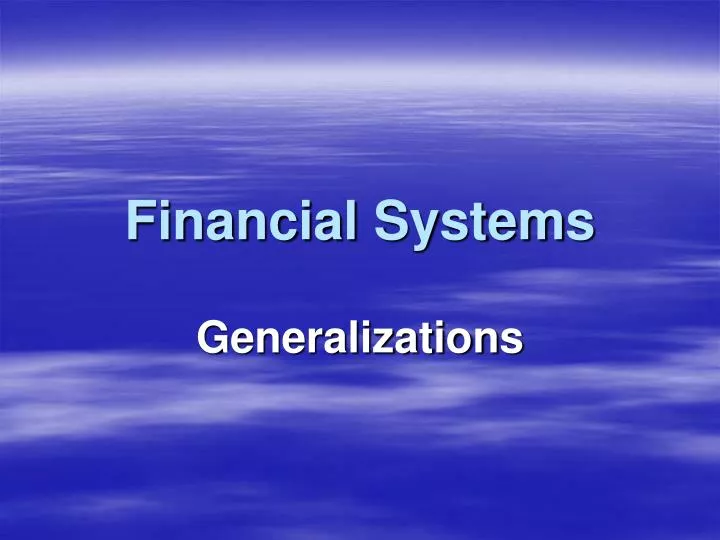 financial systems