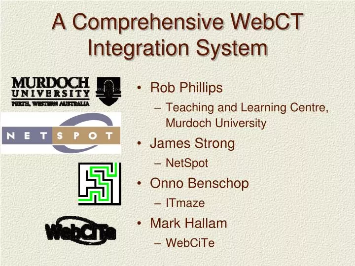 a comprehensive webct integration system