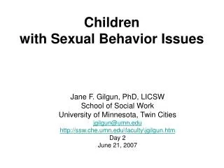 Children with Sexual Behavior Issues
