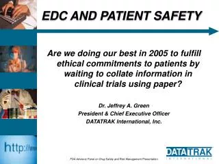 EDC AND PATIENT SAFETY