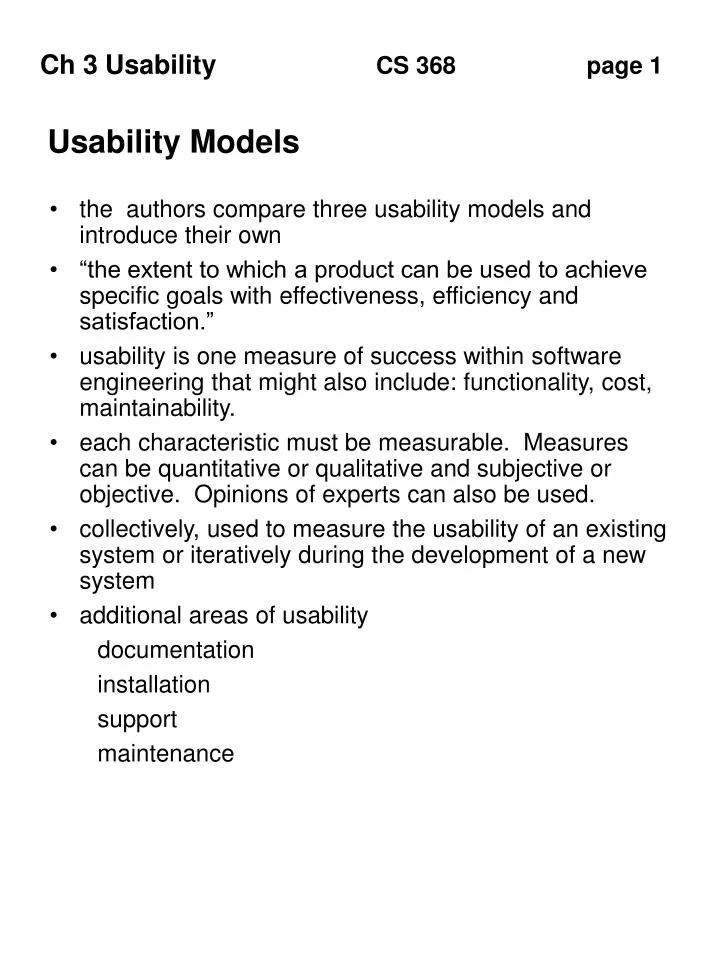 usability models