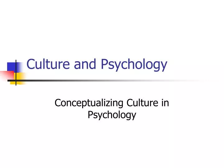 culture and psychology