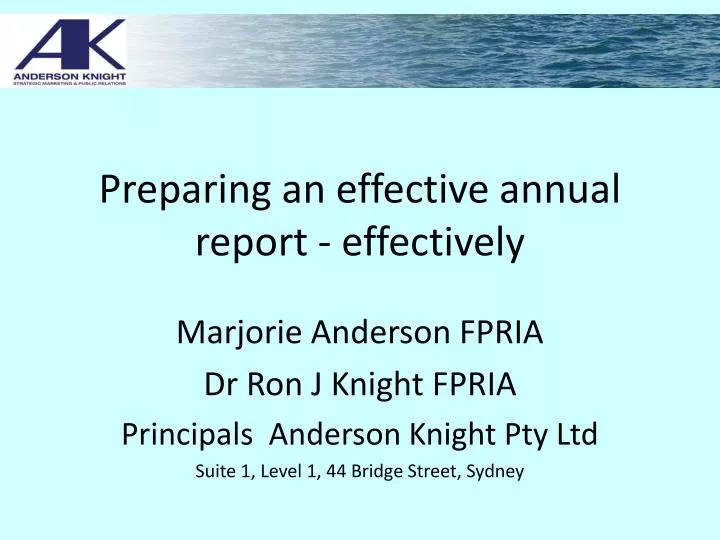 preparing an effective annual report effectively