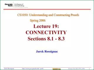Lecture 19: CONNECTIVITY Sections 8.1 - 8.3