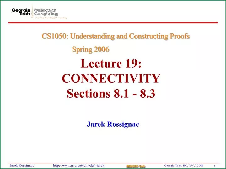 lecture 19 connectivity sections 8 1 8 3