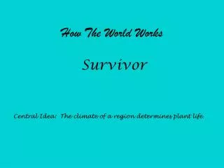 How The World Works Survivor