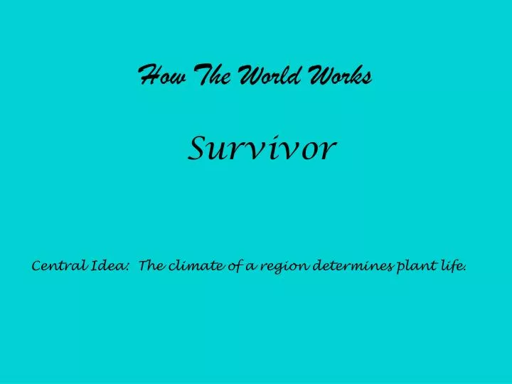 how the world works survivor