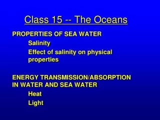 Class 15 -- The Oceans