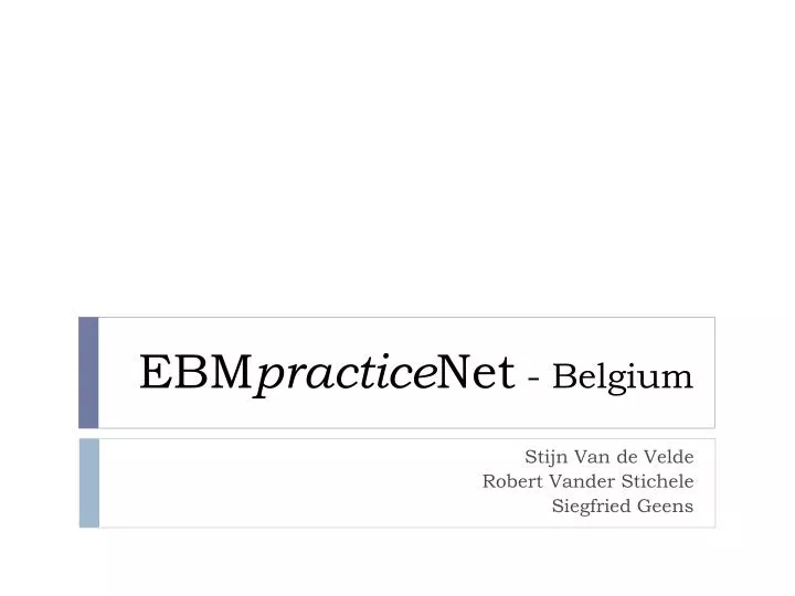 ebm practice net belgium